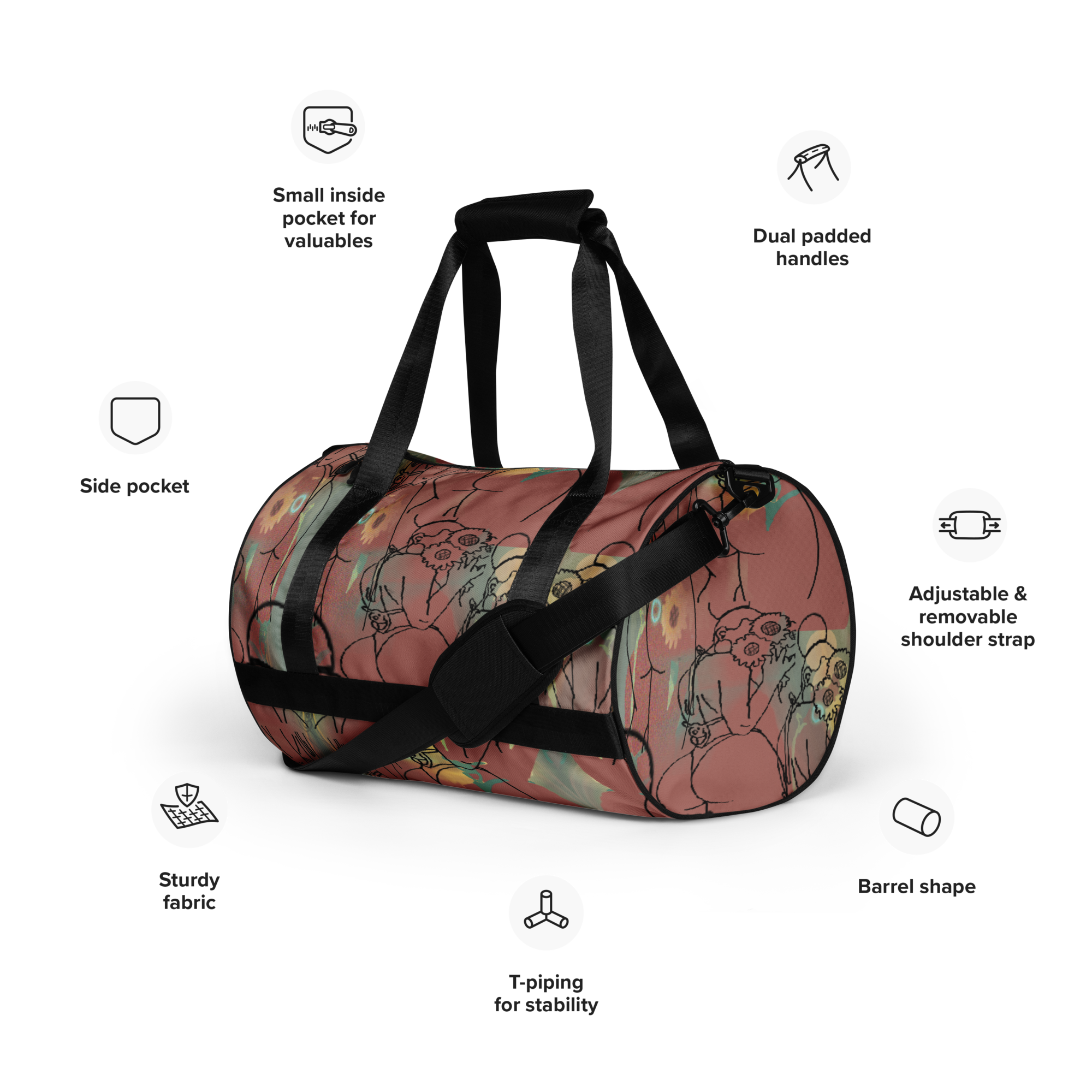 Big BootyBelle All-Over Print Gym Bag