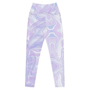 Blue Booberry Crossover Leggings With Pockets