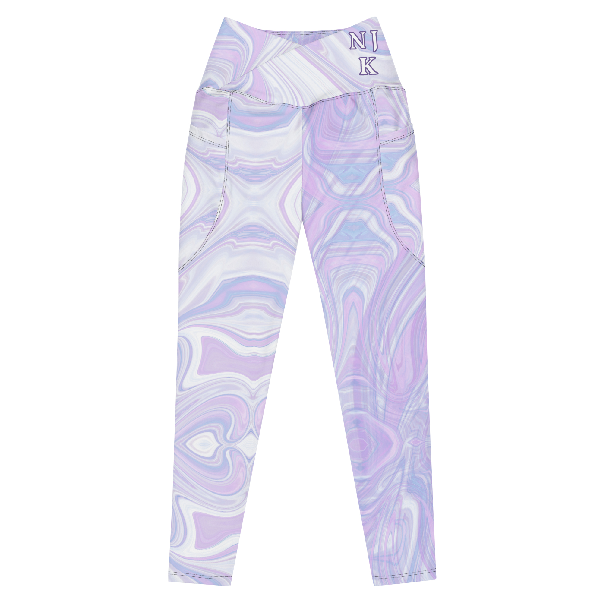 Blue Booberry Crossover Leggings With Pockets