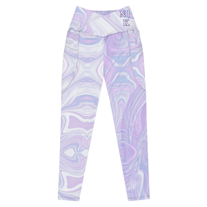 Blue Booberry Crossover Leggings With Pockets