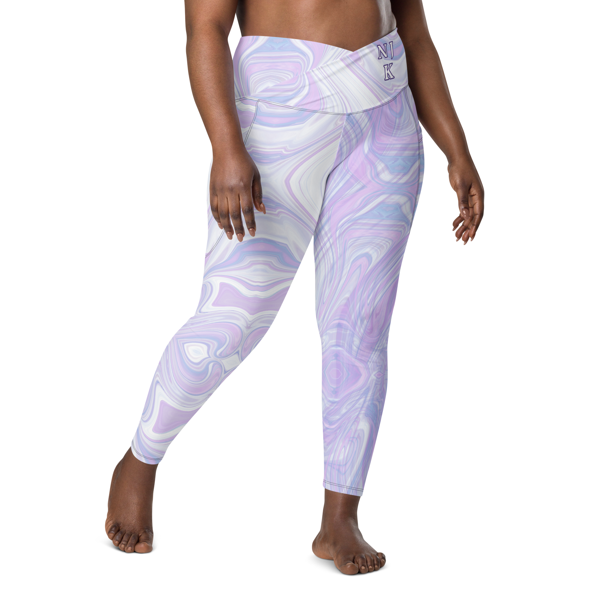 Blue Booberry Crossover Leggings With Pockets