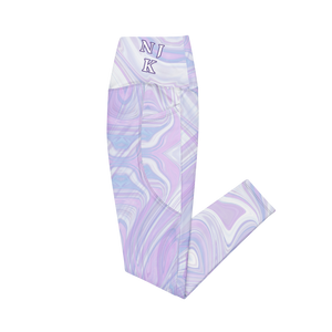 Blue Booberry Crossover Leggings With Pockets