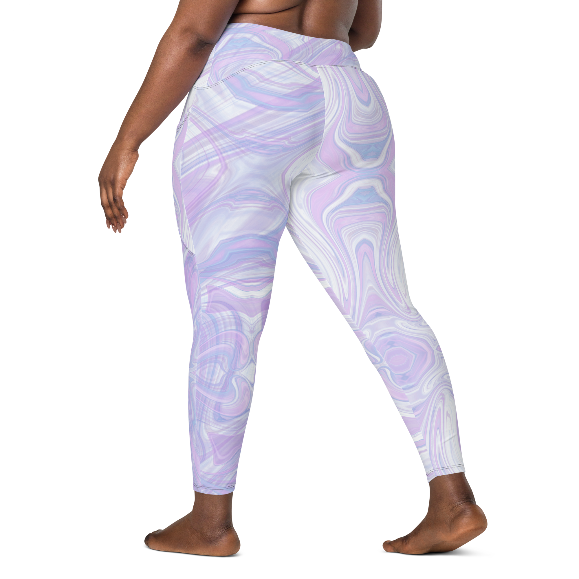 Blue Booberry Crossover Leggings With Pockets