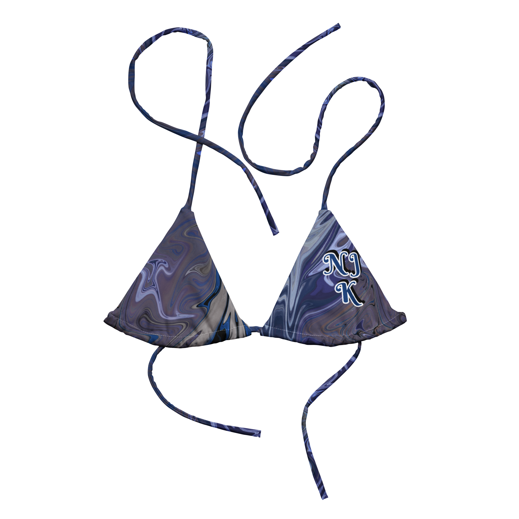 Berry Blues All-Over Print Recycled String Bikini Top