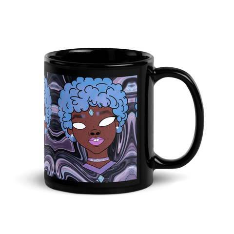 Blue Booberry Black Glossy Mug