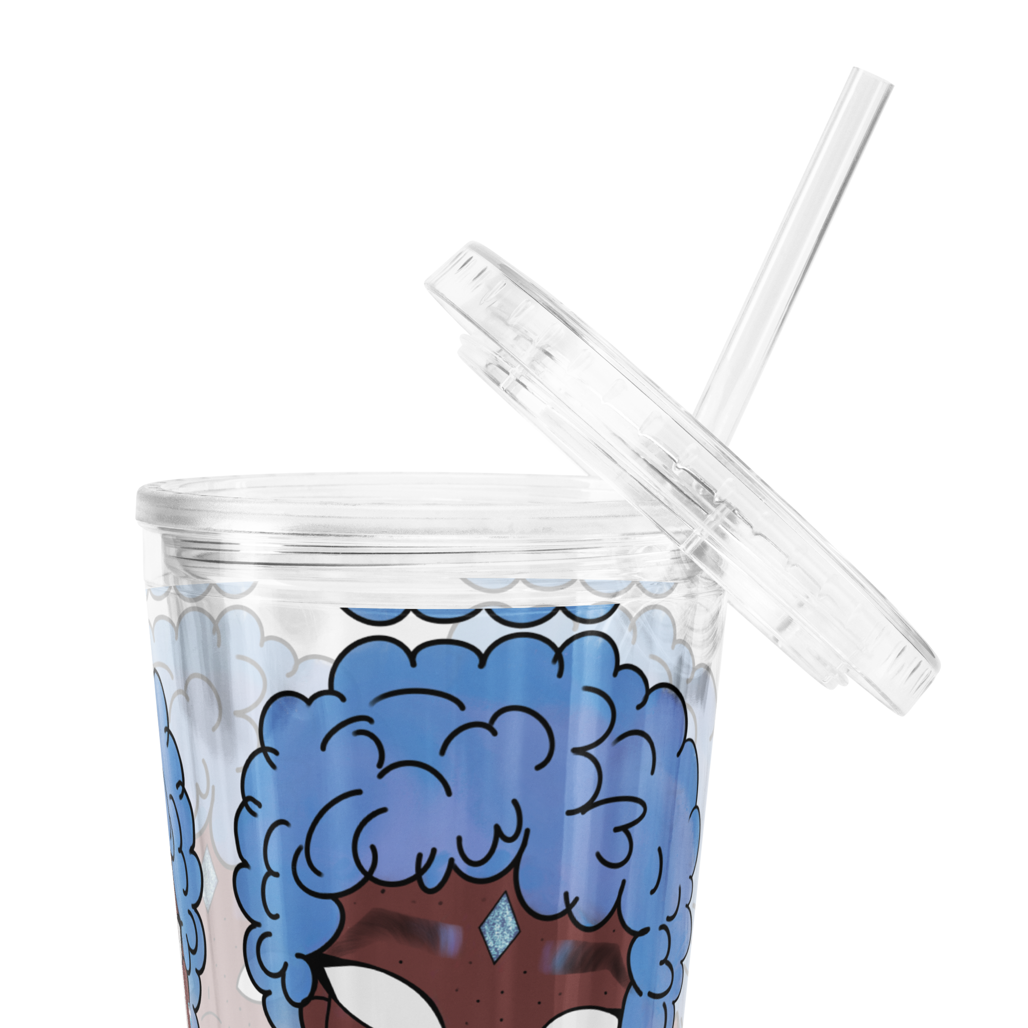 Blue Booberry Clear Plastic Tumbler