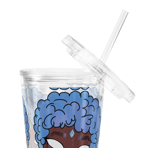 Blue Booberry Clear Plastic Tumbler