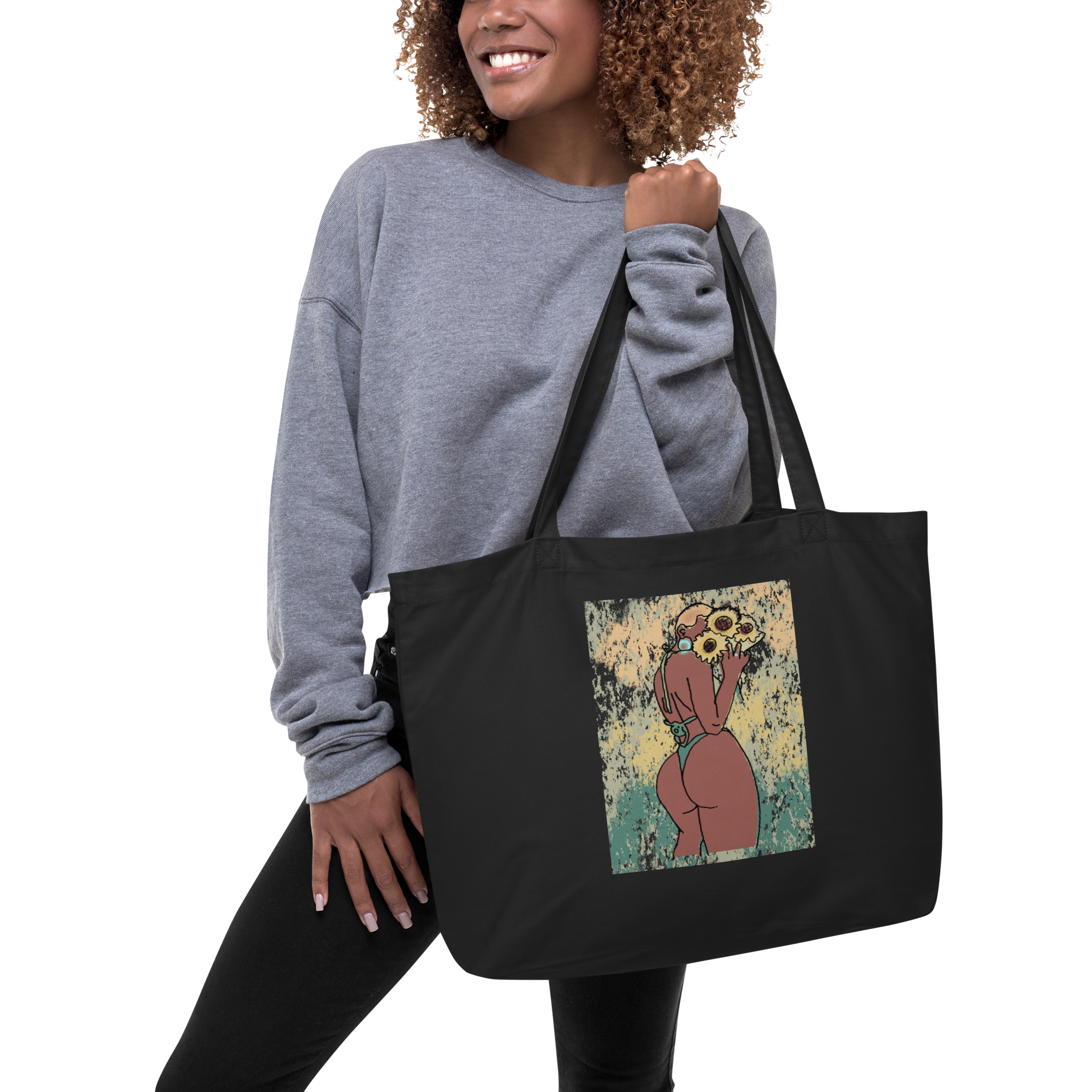 Big Booty Belle Bald Large Organic Tote Bag