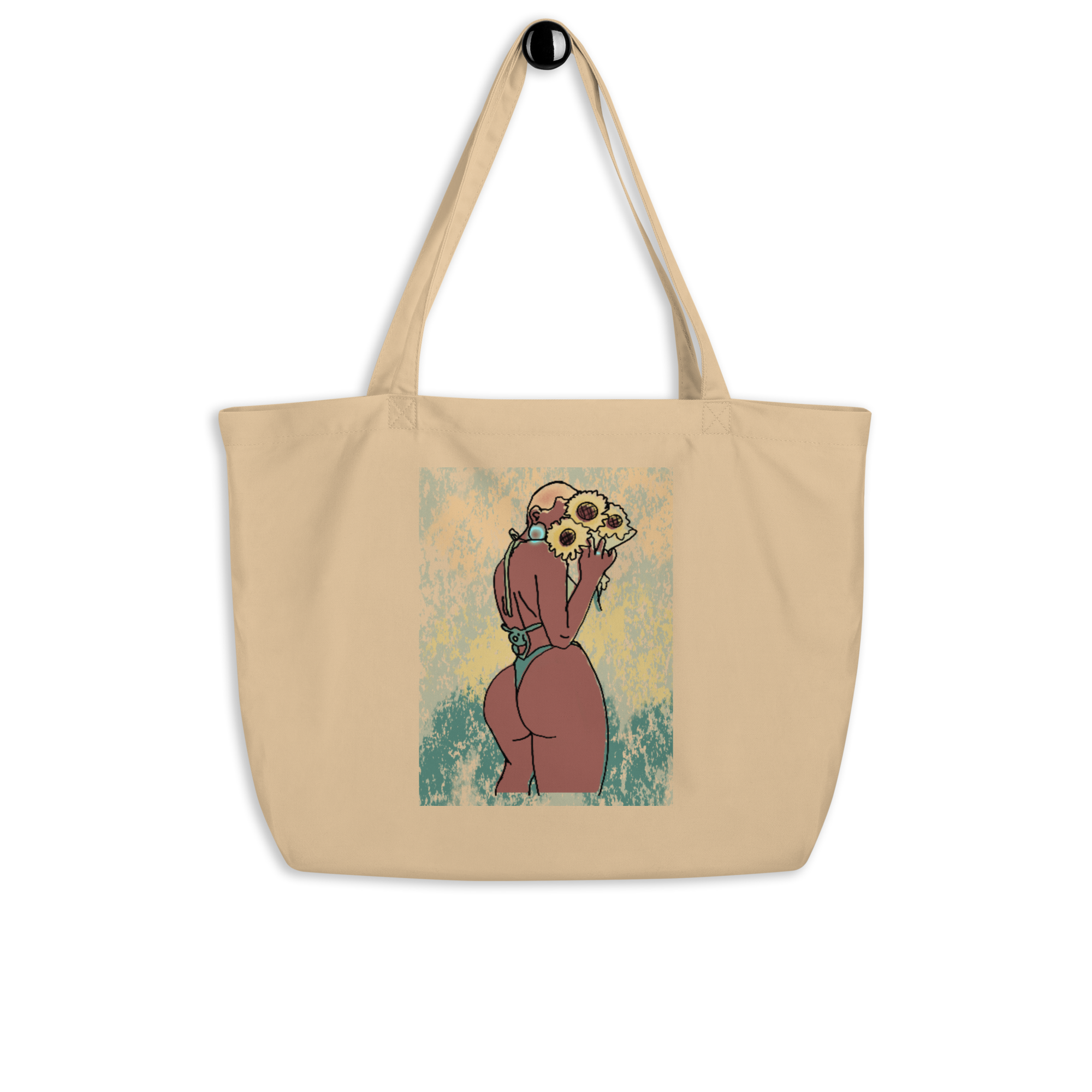 Big Booty Belle Bald Large Organic Tote Bag