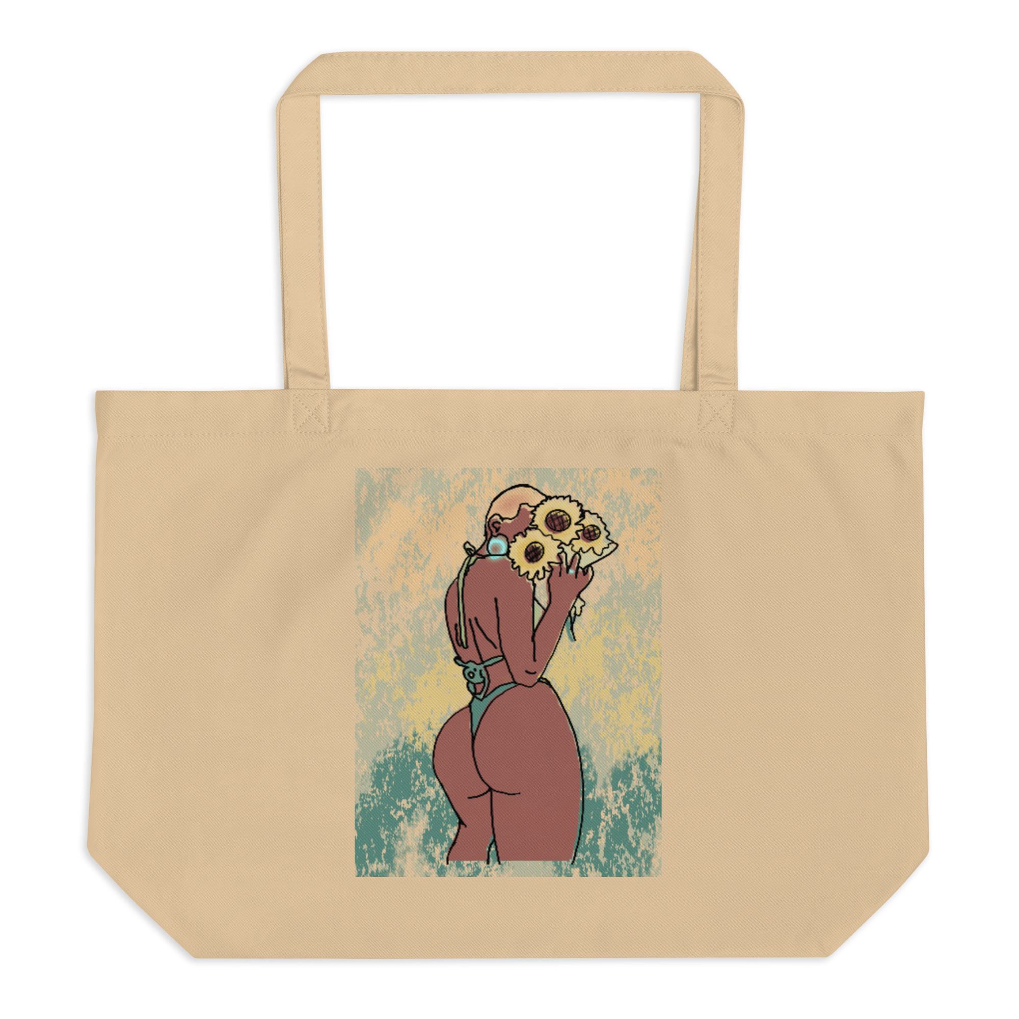 Big Booty Belle Bald Large Organic Tote Bag