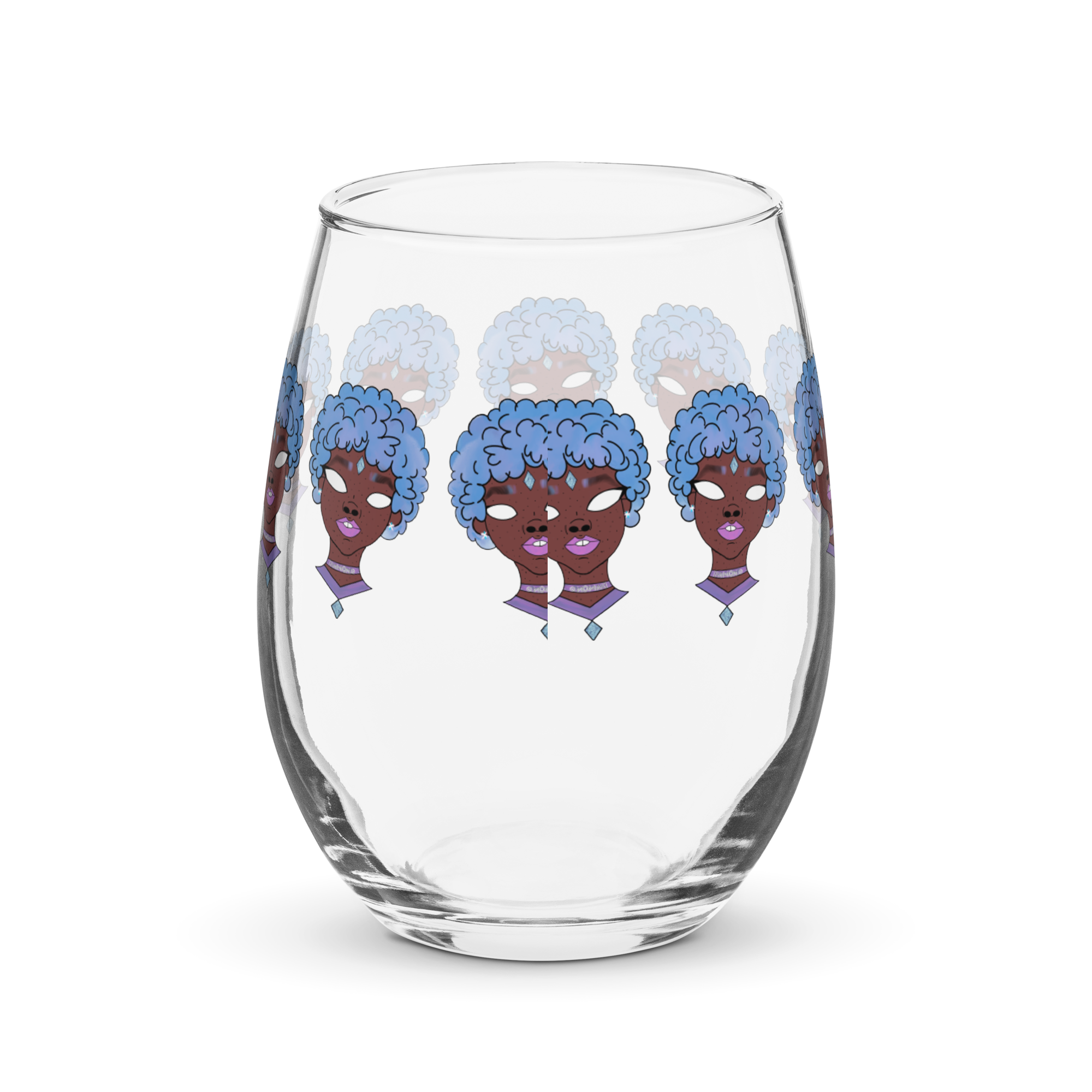 Blue Booberry Stemless Wine Glass