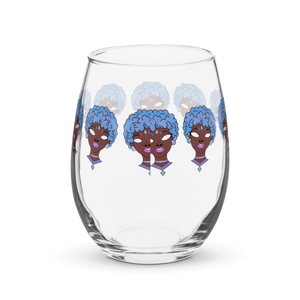 Blue Booberry Stemless Wine Glass