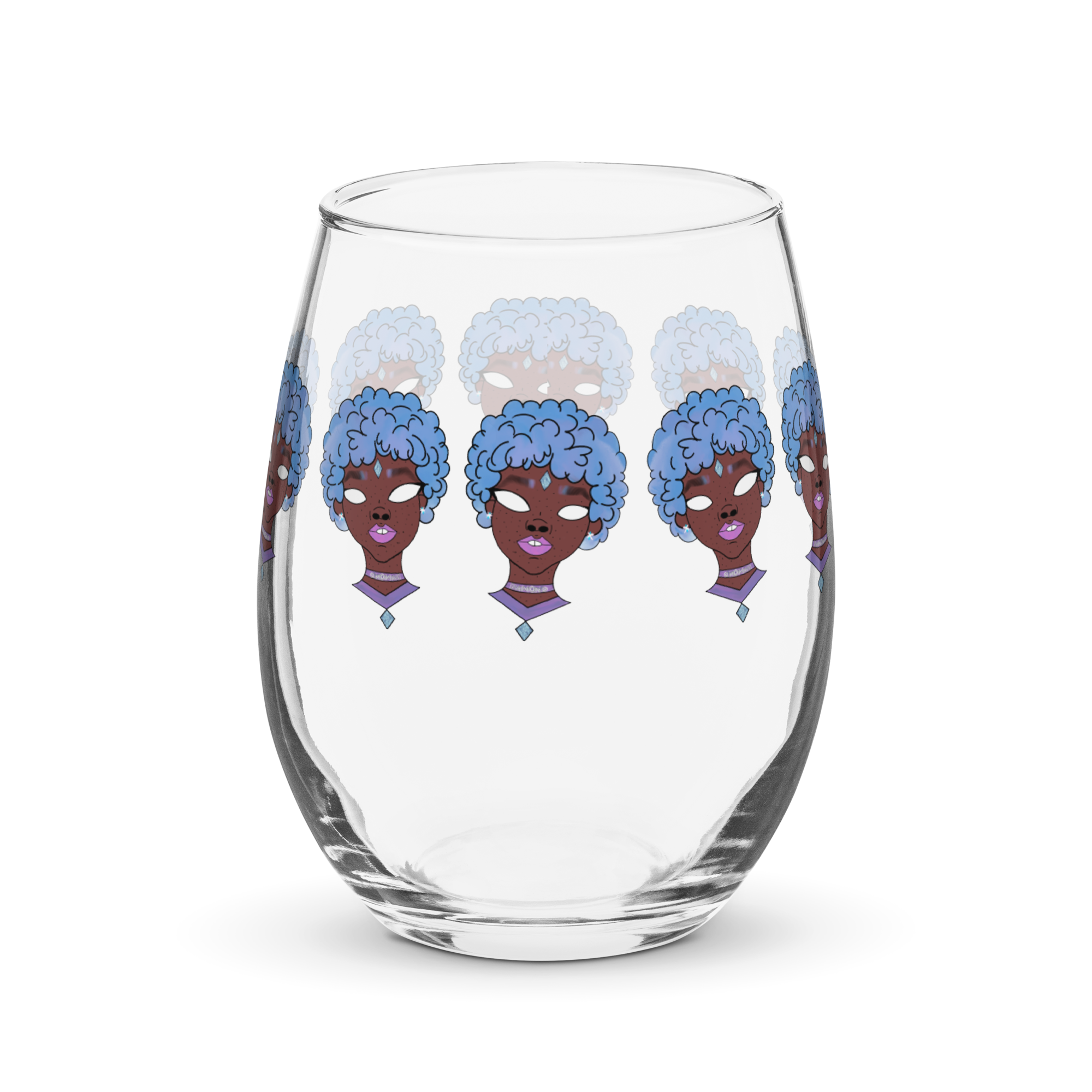 Blue Booberry Stemless Wine Glass