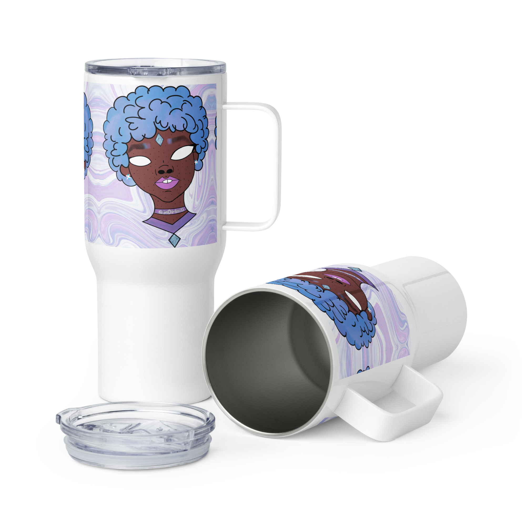 Blue Booberry Travel Mug With A Handle