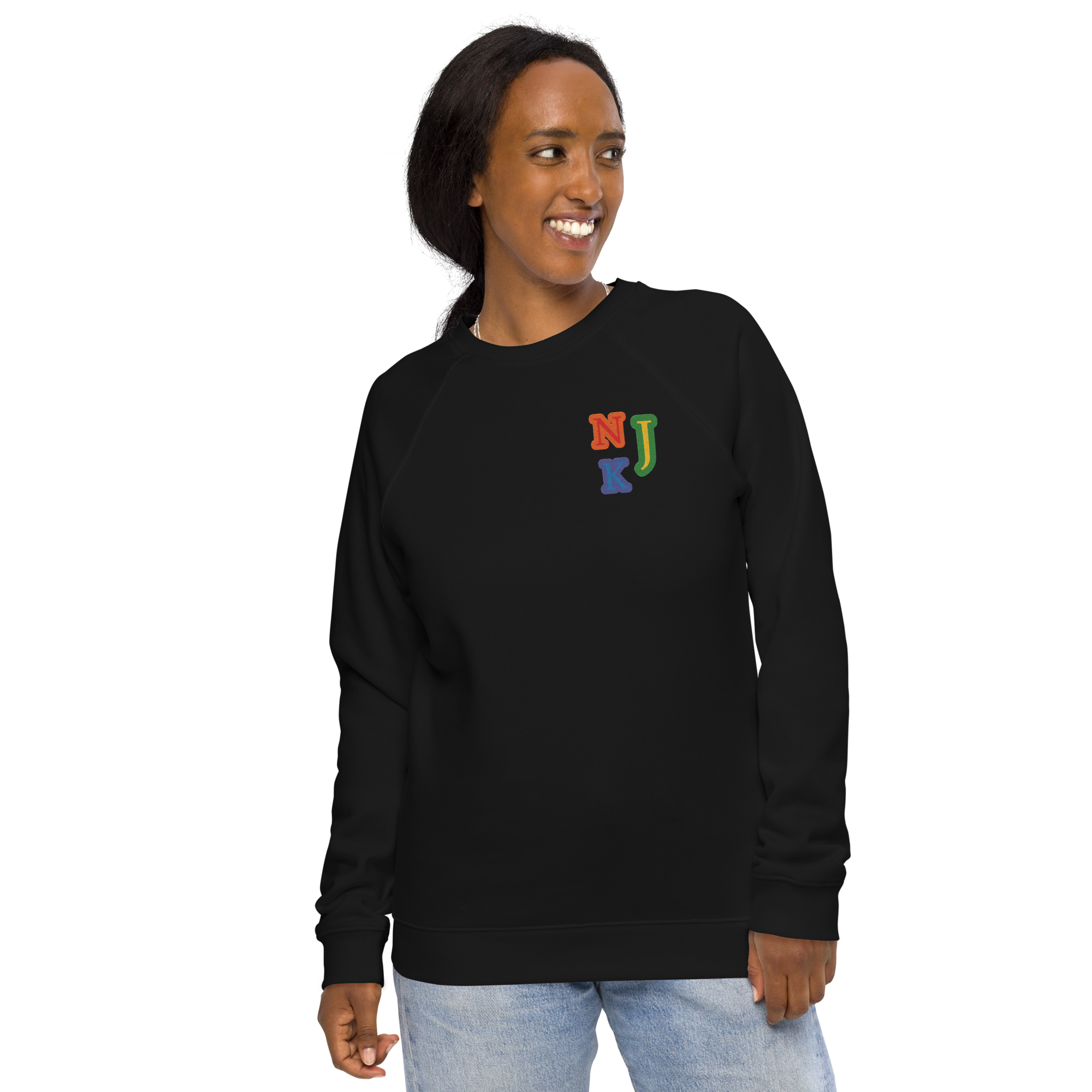 True Pride Unisex Embroidered Organic Raglan Sweatshirt