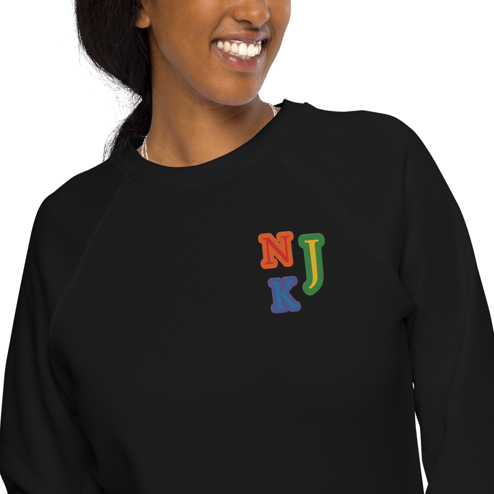 True Pride Unisex Embroidered Organic Raglan Sweatshirt