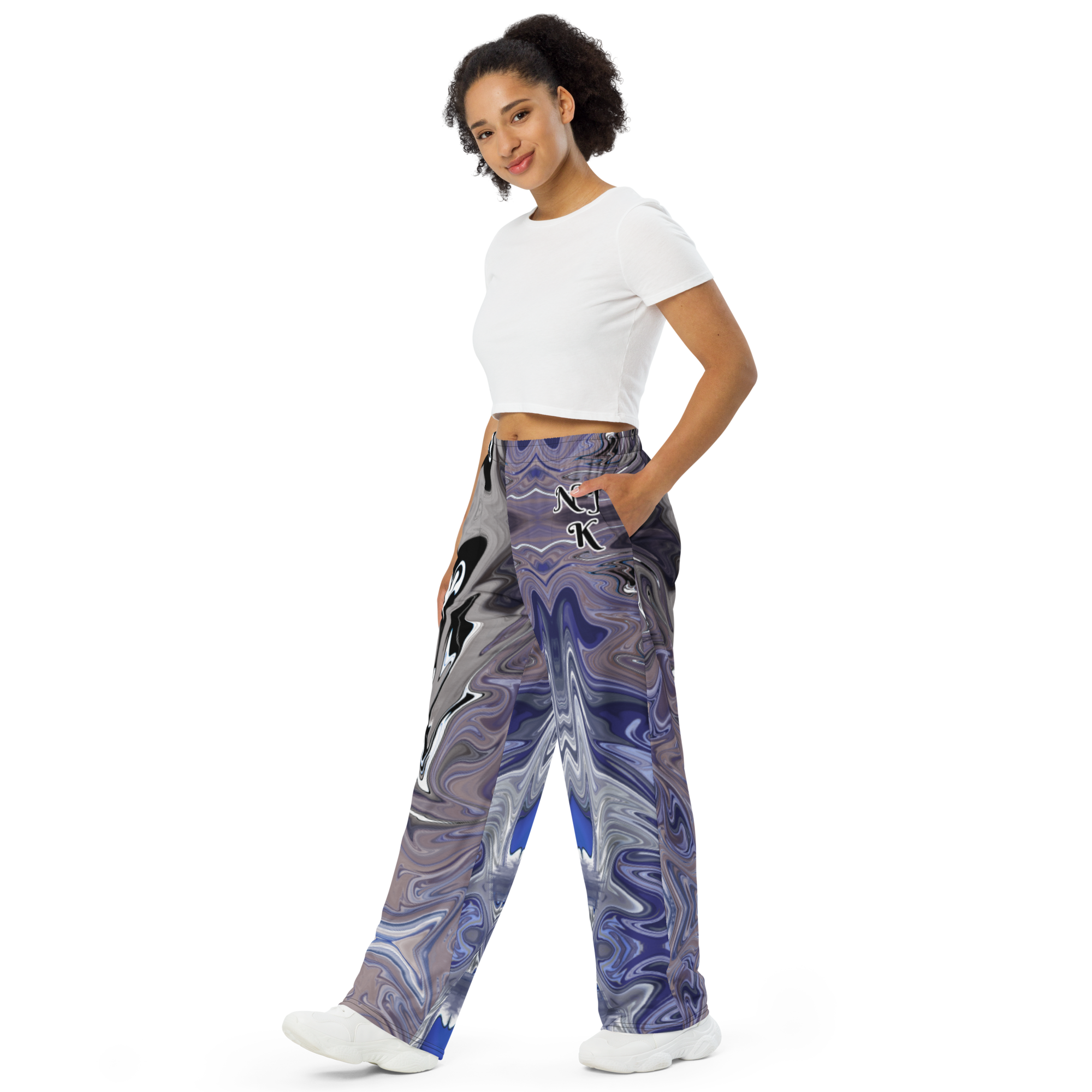 Berry Blues All-Over Print Unisex Wide-Leg Pants