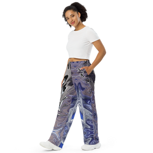 Berry Blues All-Over Print Unisex Wide-Leg Pants