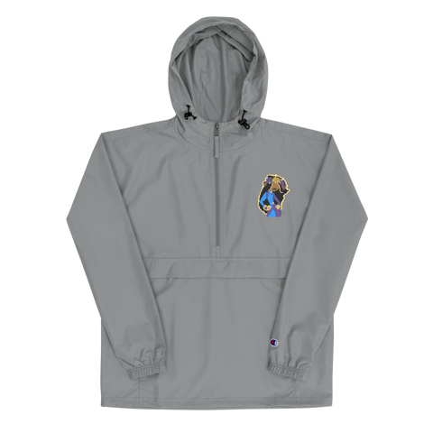 She Goes Embroidered Champion Packable Jacket