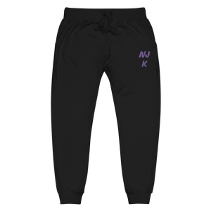 Purple NJK Unisex Embroidered Fleece Sweatpants