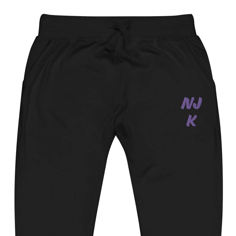 Purple NJK Unisex Embroidered Fleece Sweatpants