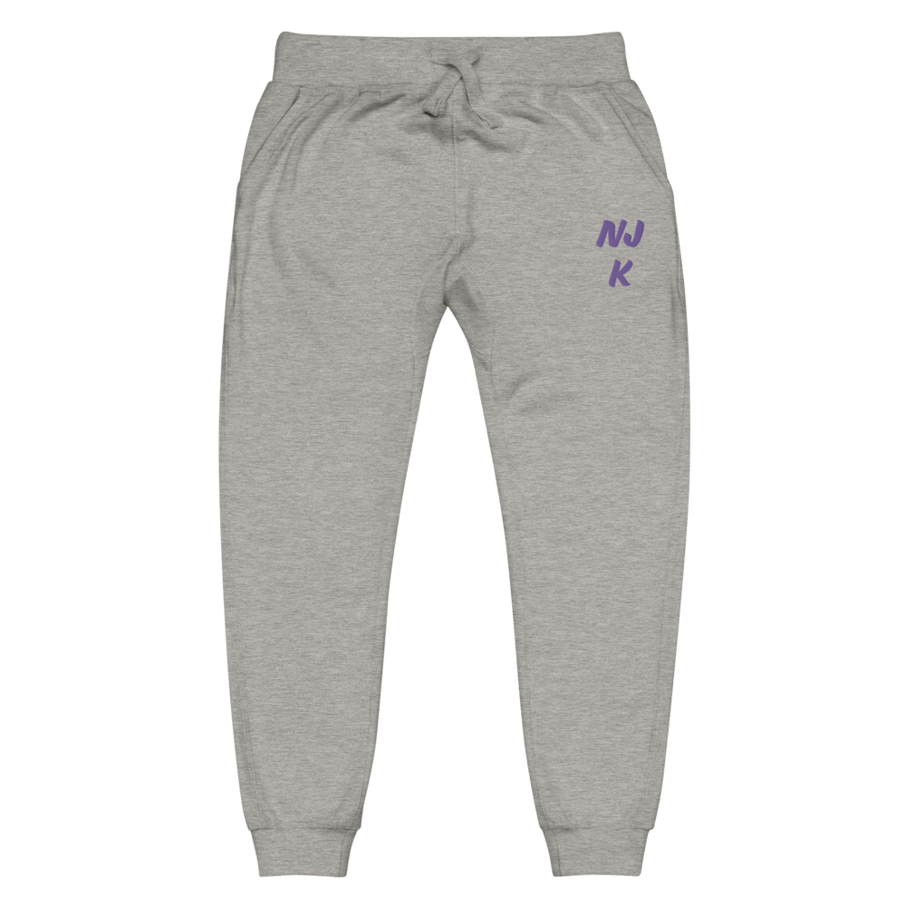 Purple NJK Unisex Embroidered Fleece Sweatpants