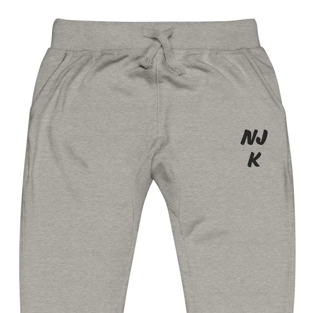 Black NJK Unisex Embroidered Fleece Sweatpants