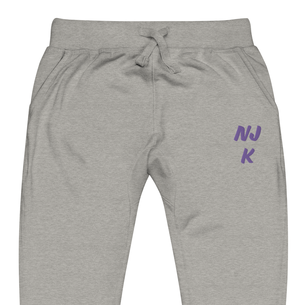 Purple NJK Unisex Embroidered Fleece Sweatpants