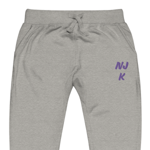 Purple NJK Unisex Embroidered Fleece Sweatpants