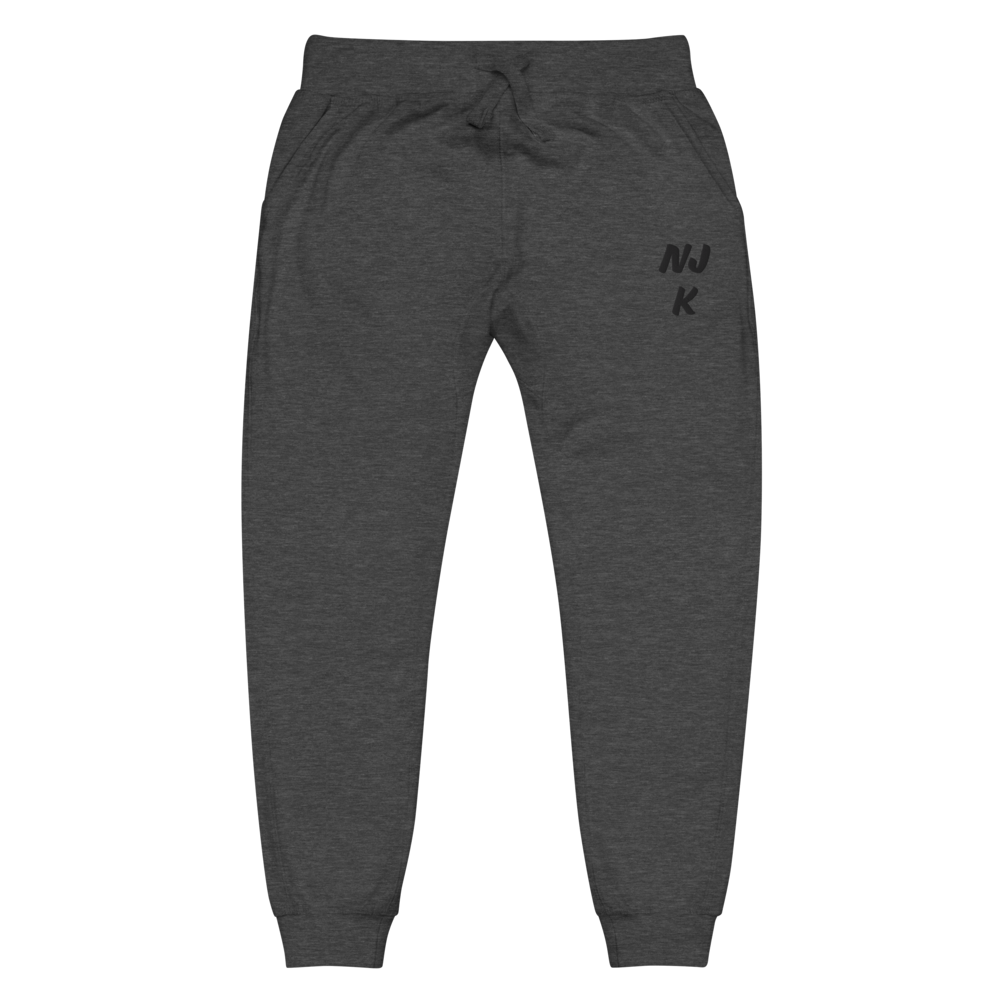 Black NJK Unisex Embroidered Fleece Sweatpants