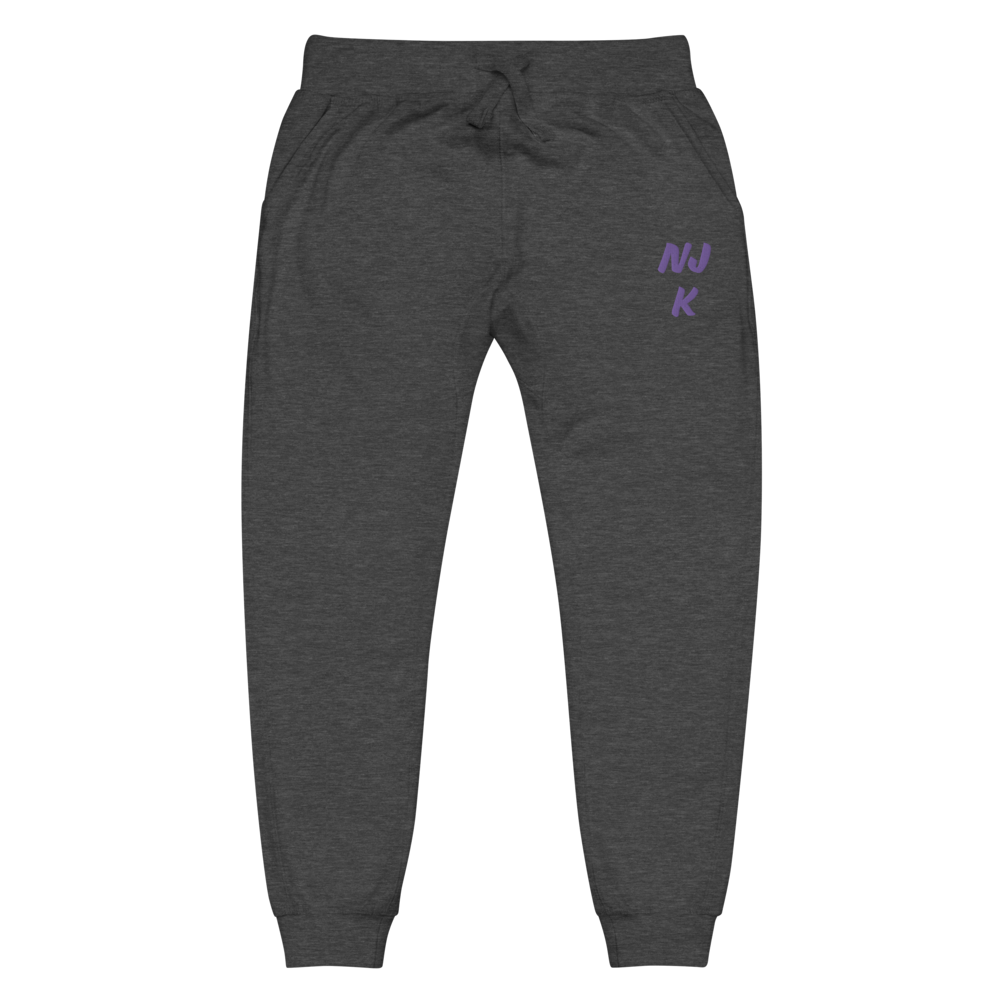 Purple NJK Unisex Embroidered Fleece Sweatpants