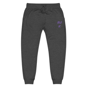 Purple NJK Unisex Embroidered Fleece Sweatpants