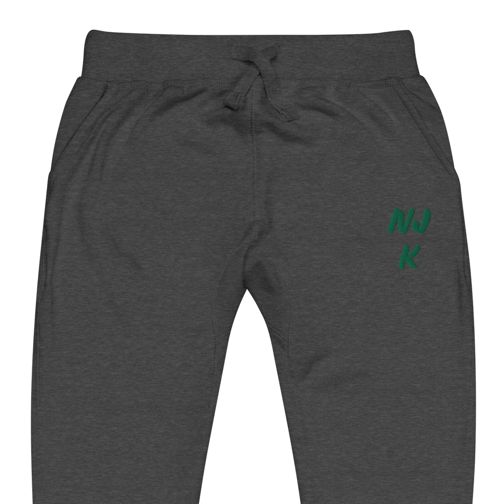 Green NJK Unisex Embroidered Fleece Sweatpants