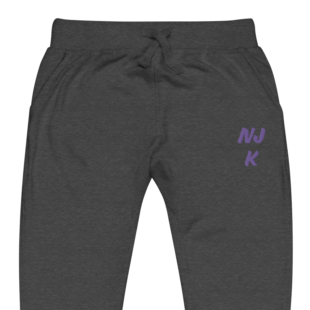 Purple NJK Unisex Embroidered Fleece Sweatpants