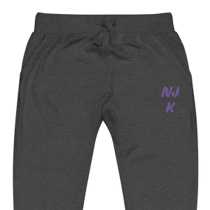 Purple NJK Unisex Embroidered Fleece Sweatpants