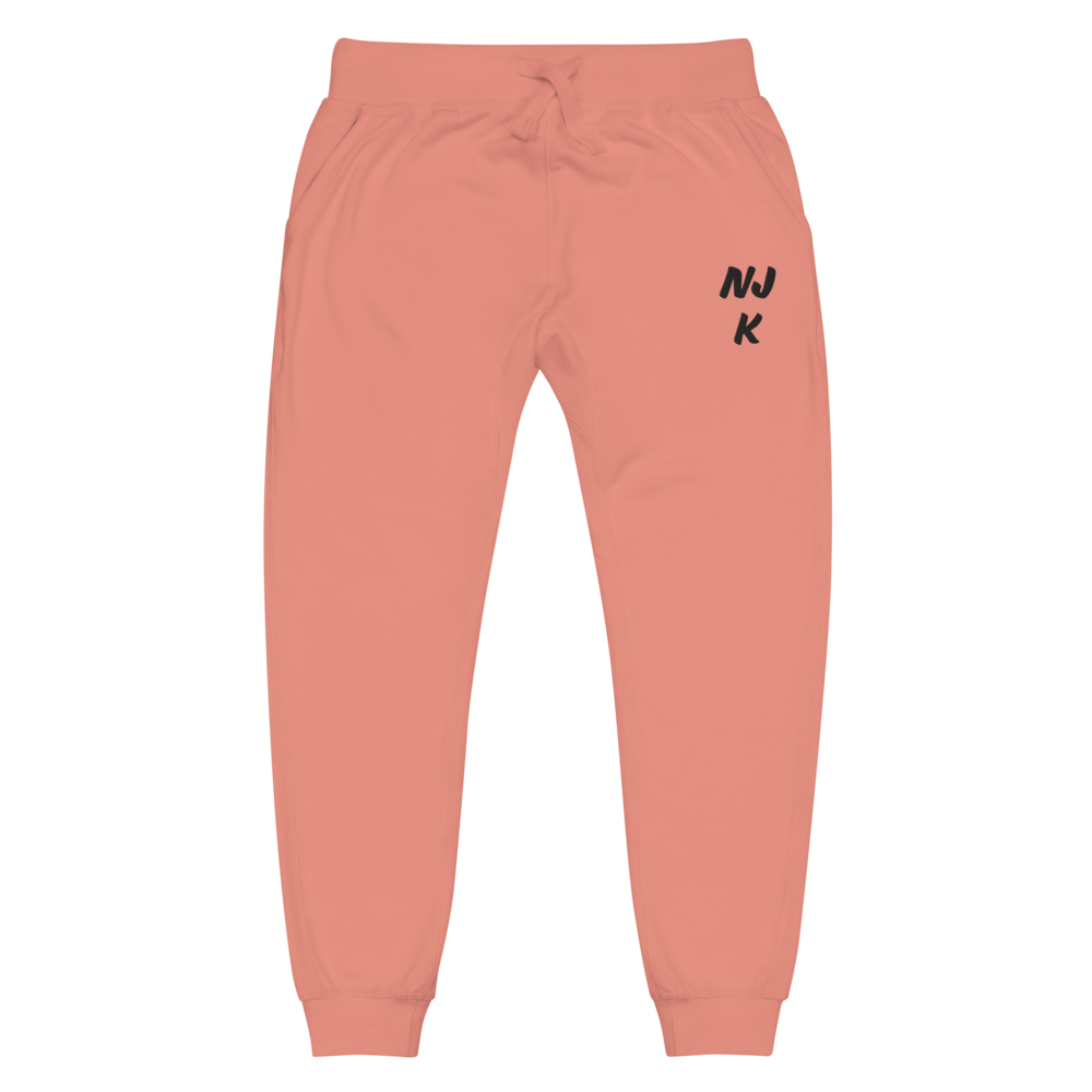 Black NJK Unisex Embroidered Fleece Sweatpants