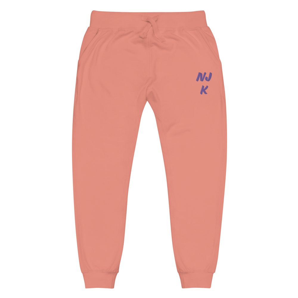 Purple NJK Unisex Embroidered Fleece Sweatpants