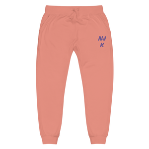 Purple NJK Unisex Embroidered Fleece Sweatpants