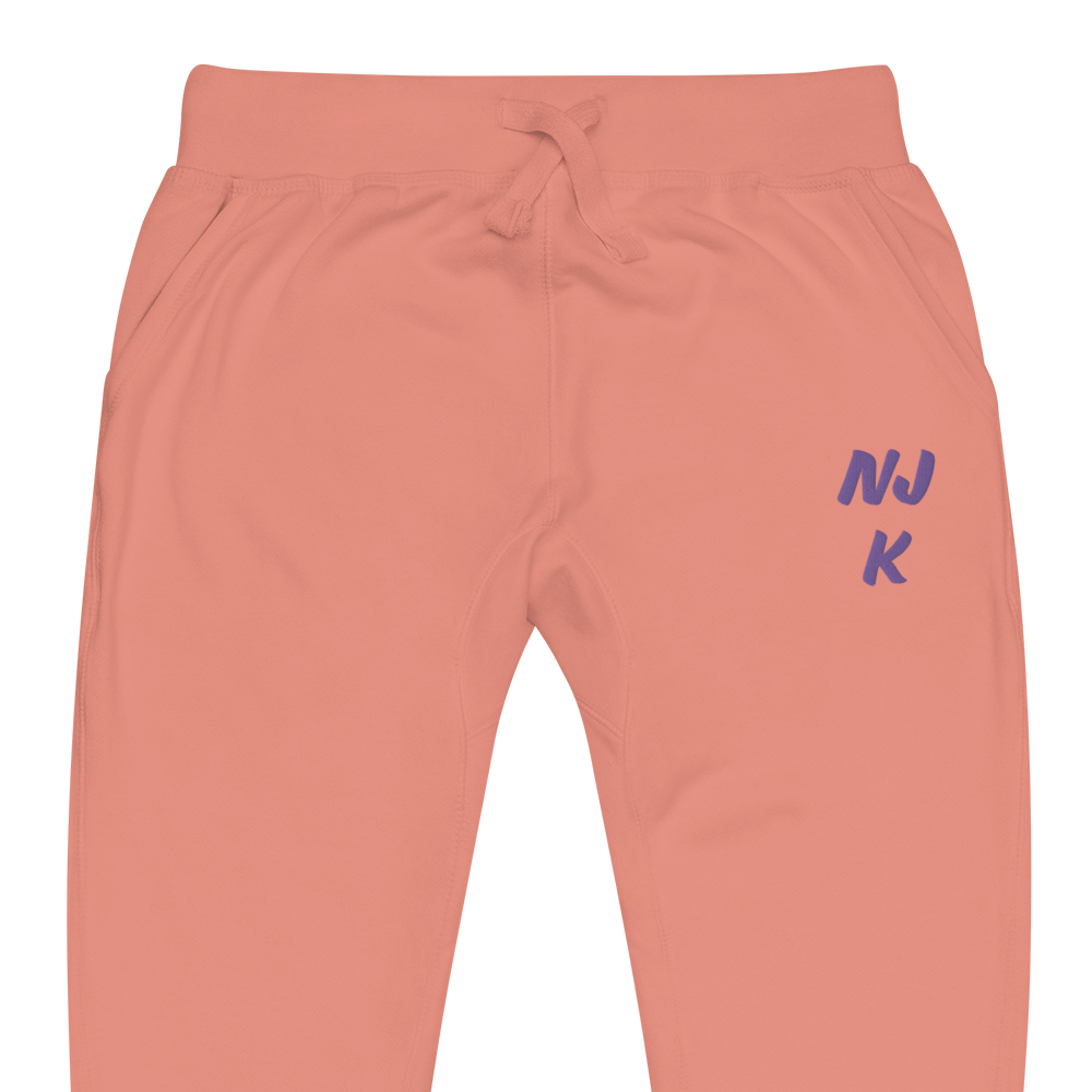 Purple NJK Unisex Embroidered Fleece Sweatpants