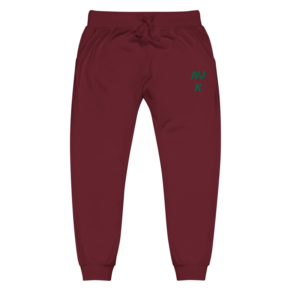 Green NJK Unisex Embroidered Fleece Sweatpants