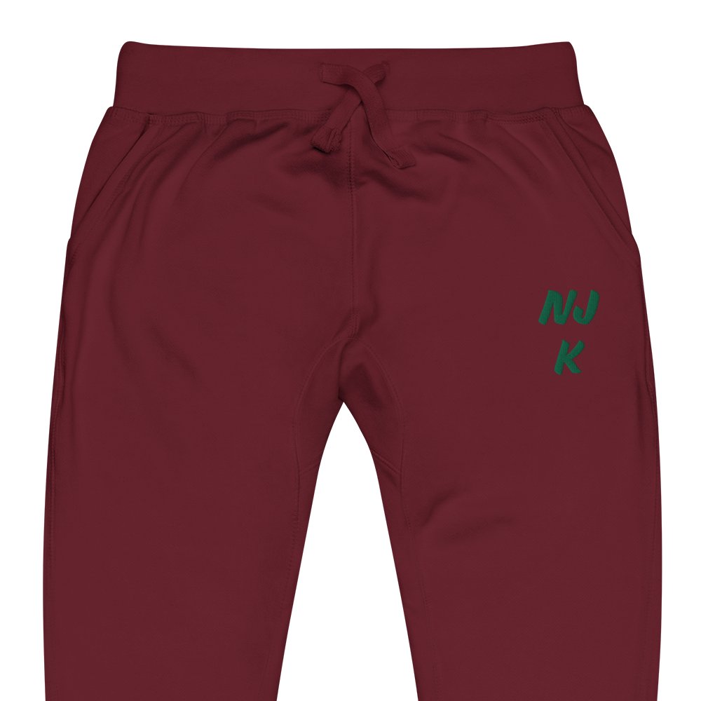 Green NJK Unisex Embroidered Fleece Sweatpants