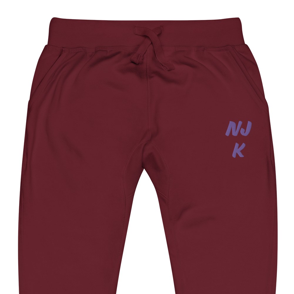 Purple NJK Unisex Embroidered Fleece Sweatpants