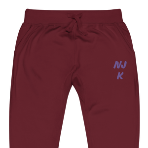 Purple NJK Unisex Embroidered Fleece Sweatpants