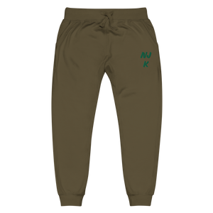 Green NJK Unisex Embroidered Fleece Sweatpants