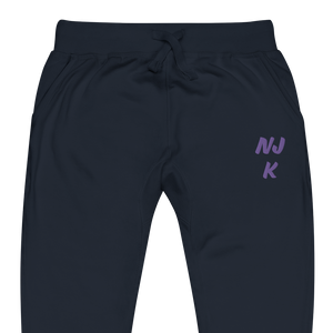 Purple NJK Unisex Embroidered Fleece Sweatpants