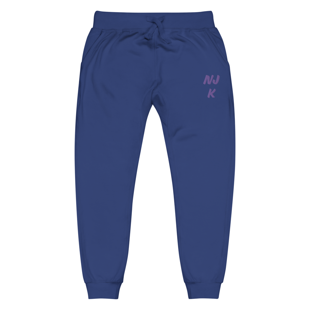 Purple NJK Unisex Embroidered Fleece Sweatpants