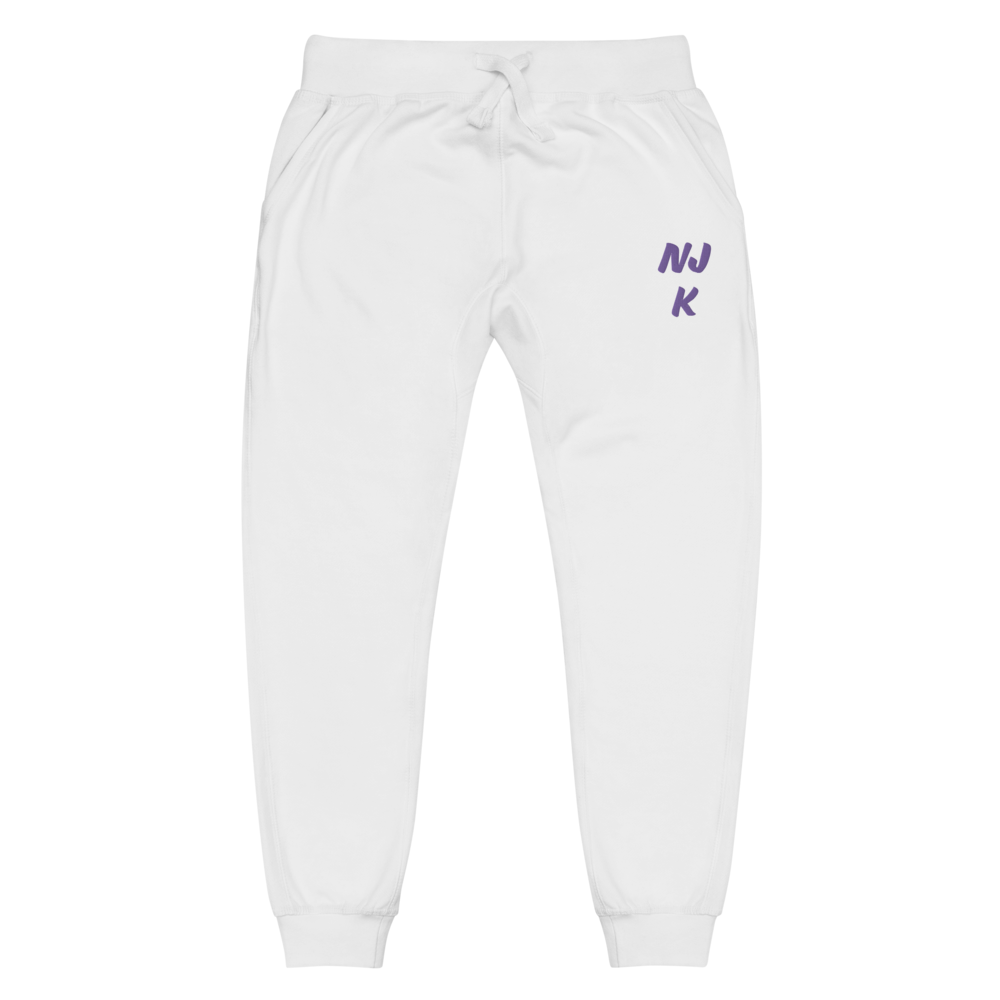 Purple NJK Unisex Embroidered Fleece Sweatpants