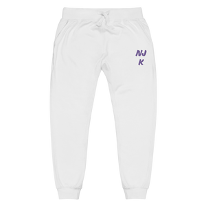 Purple NJK Unisex Embroidered Fleece Sweatpants