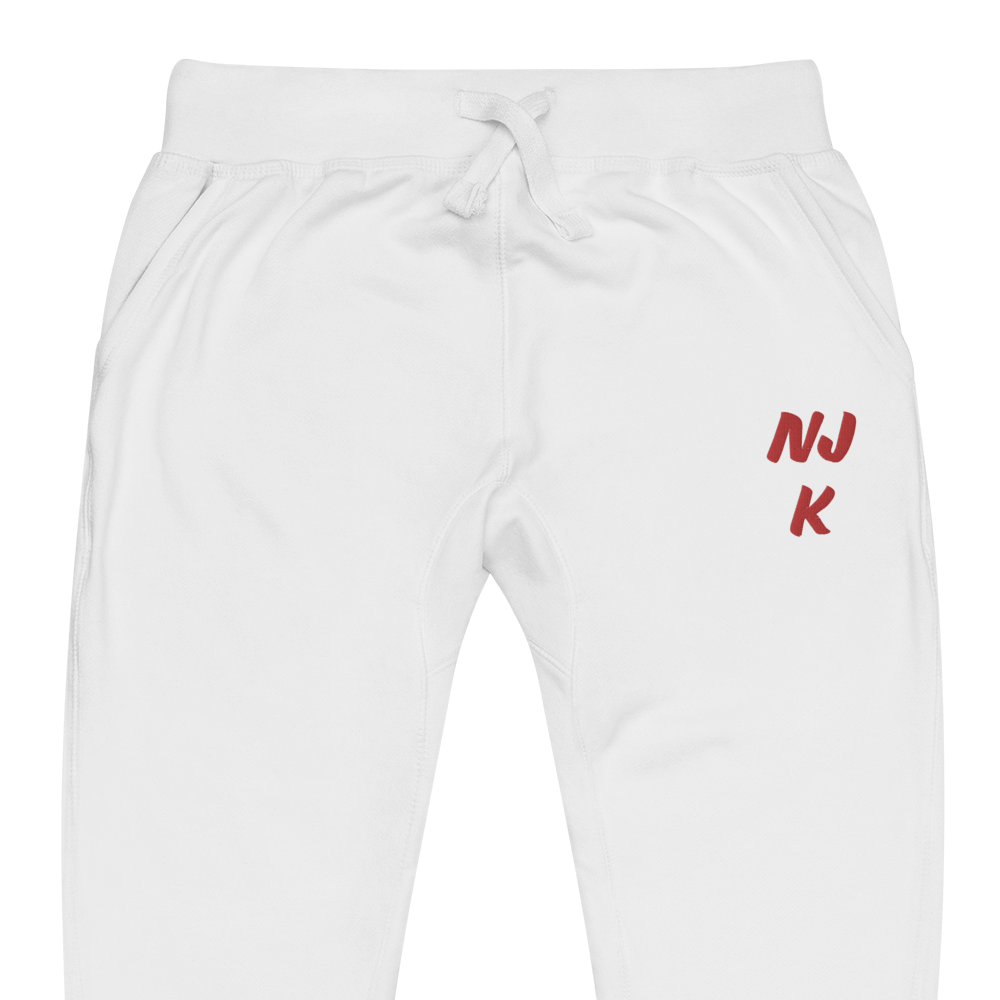 Red NJK Unisex Embroidered Fleece Sweatpants
